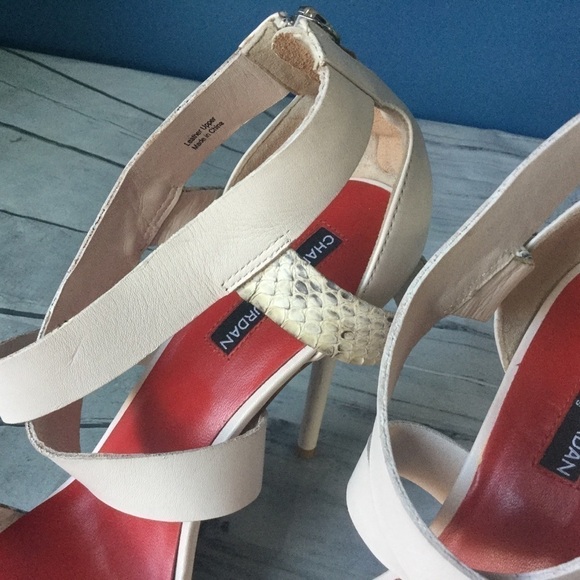 Charles Jourdan Snake Skin Print Sandal Heels - Picture 6 of 7